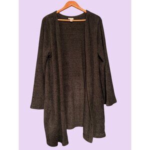 Ambrielle Sleepwear Open Front Black Long Cardigan Large